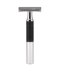 MÜHLE NEO safety razor|double edge safety razor for beginners and experienced shavers|sustainable eco-friendly and reusable|for men and women|chrome with black silicone grip handle
