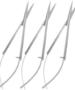 Micro Scissor 5.5" Straight Set of 3 Premium Stainless Steel Applique Scissors Sewing Art & Craft Trimming for Eyebrow Eyelash Embroidery Scissors Extra Sharp thread cutting Spring action scissors.